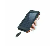 30000mAh Solar Power Bank: Portable charger with 4 inputs and 3 outputs, LED flashlight, high-capacity USB-C for iPhone and Samsung.
