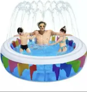 Inflatable Swimming Pool with Sprinkler - Unomor 70.8" X 70.8" X 15.7" Colorful