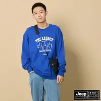 在飛比找momo購物網優惠-【JEEP】男裝 山岳圖騰休閒長袖大學T(藍色)