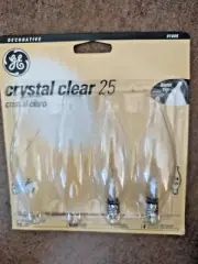 GE crystal clear 25W Light Bulbs Candelabra Base - 2 total