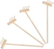 4pcs Mini Wood Rake Sand Rake Mini Sand Table Rake Sand Tools Miniature Garden Tools Sandbox Rake Sandbox Miniature Rakes Table Mini Rakes Mini Rake Crafts Tabletop Rakes Khaki