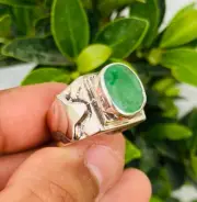 Emerald Stone Ring, Original Emerald Ring For Men, Unisex Ring Silver 925
