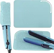 2er Pack Large Heat Resistant Silicone Mat for Curling Irons 23x16.6cm, Hair Straightener, Flat Irons and Hair Styling Tools (Green)
