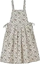 Vintage Apron Floral Cotton Apron One Size Long Pinafore Dress for Women with Pockets Cute Chef Aprons for Kitchen Cooking Baking Gardening Pinafore Dress for Women