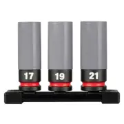 SHOCKWAVE Impact Duty&trade; 1/2 Drive Metric 3PC Lug Nut Wheel Socket Set New!