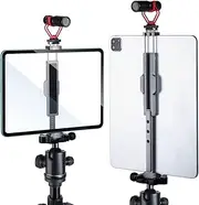 ARNARKOK Metal Tablet Tripod Mount, 7.9-12.9in Ipad Holder, Rotatable Cold Shoe, 2 Acra Swiss QR Bracket, Universal Tablet Mount for Video Recording