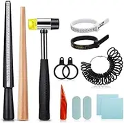 Ausale Jewellery Making Kit Ring Making Tools 11 Pieces US UK Ring Sizer Gauge with Ring Mandrel Jewelry Hammer Repair Ring Measurement Resizer Finger Sizing Tool