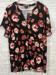 Torrid Babydoll Rayon Twill Button-Front Tiered Top Size 4
