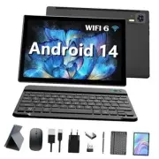 2024 Latest WiFi 6 Android 14 Tablet 10 inch, 8+64GB ROM (1TB TF Support), Gray