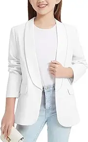 [EXARUS] Girls Blazer Blazers Suit Jacket Long Sleeve Shawl Collar Formal Open Front Inner Pocket for Kids