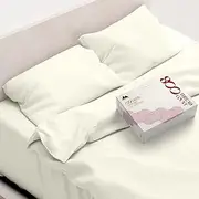 [Mayfair Linen] Egyptian Cotton Queen Sheet Set, 800 TC 6 Pc Egyptian Cotton Sheets for Queen Size Bed, Extra Long Staple Cooling Bed Sheets, Luxury Hotel Sheets, Deep Pocket Queen Sheets Set - Ivory