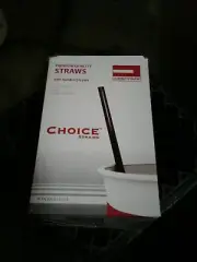 Choice, 500 Jumbo BLACK Straws, Individually Paper Wrapped 7.75" Size, 1 Pack
