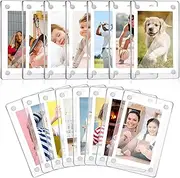 Yulejo Pack of 15 Acrylic Fridge Magnetic Frame Mini Double Sided Refrigerator Magnet Picture Frame Clear Frameless Display Frame for Cards Memos Pictures Stamp Photo Booth Locker, 2.36 x 3.54 Inches