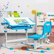 Kids Desk and Chair Set, Height Adjustable Kids Study Table and Chair Set W/Book