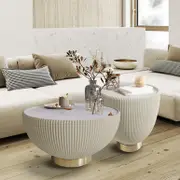 Glalie Sintered Stone Coffee Table Set - Cream White
