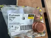 ProPress Viega 77727 1-1/4" Copper Cap 77447 1-1/4"x1-1/4"x1" PxPxP Copper Tee