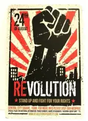 Black Lives Matter Power Clenched Fist Tin Sign Poster Revolution Protest March