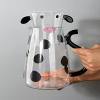 在飛比找蝦皮購物優惠-（能雕刻Logo）1800ML玻璃冷水壺，奶牛造型兒童牛奶杯