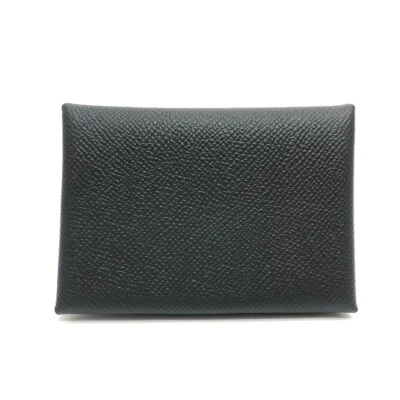 HERMES Calvi duo Card Case coin purse Wallet Wallet Folded wallet Epsom Black