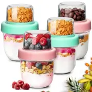 4 Pcs 8oz Overnight Oats Containers with Lids, Glass Yogurt Parfait Cups for ...