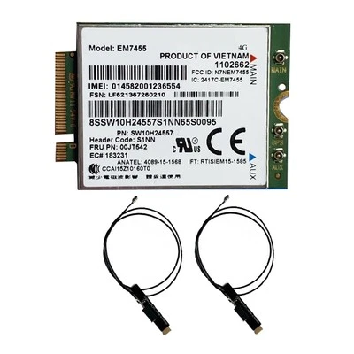 1X(Em7455 LTE 4G Card+Antenna Gobi6000 00JT542 01AX756 for Thinkpad1718