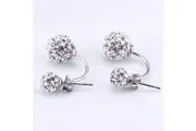 Solid 925 Sterling Silver Deuce Silver Shamballa Earrings