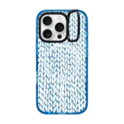 iPhone 16 Pro Impact Ring Stand Case MagSafe Compatible Hand Knit Loops White Transparent