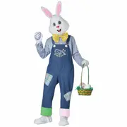 Happy Easter Bunny Rabbit Deluxe Mascot Overalls Adult Mens Costume Plus Size