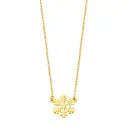 14K Yellow Gold Mini Snowflake Pendant Necklace, 16" To 18" Adjustable