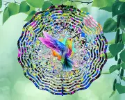 10" Hummingbird Neon Paint Hanging Wind Spinner Yard Decor 3D Kinetic rws-026