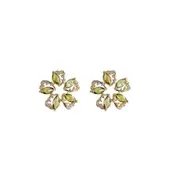 Luxury Olive Green Zircon Flower Earrings Fashion High-end Needle Earrings