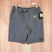 Hurley Phantom Kids Walkshorts Large Black Polyester Stretch Drawstring Waist