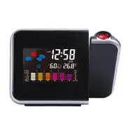 Digital Wireless Hygrometer Therometer LED Projection Weather Station Alarm Clock BLACK COLOR