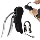 3pcs Non-Stick Foil Cutter Black Extra Screw Compact Wine Bottle Opener Kitchen