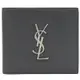 YSL 453276 金屬LOGO滑面牛皮對開八卡短夾.灰