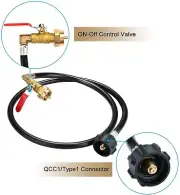 Propane Refill Adapter Hose w/ ON-Off Control Valve for 1Lb To 20Lb Gas Tank USA
