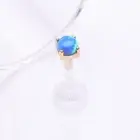14 Karat White Gold Fire Opal Prong Set Top Bio-Flex Labret