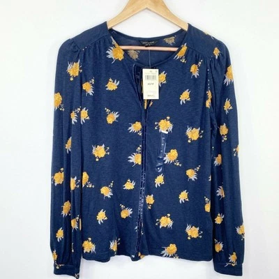 Lucky Brand Blue Printed Long Sleeve Peasant Top Women's Size Extra Small XS