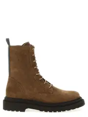 [Brunello Cucinelli] Brunello Cucinelli-Suede Combat Boots Monile Stivali E Stivaletti Marrone-Donna 41