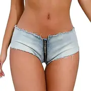[Golirsteca] Women's Denim Shorts Low Waist High Cut Party Nightclub Mini Booty Sexy Jean Short Clubwear