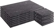 Argon Tableware Marble Placemats & Square Coasters Set - 12pc - Black - Kitchen Dining Table Mats Bar Drinks Coaster Protector Place Mats for Home, Restaurant Catering