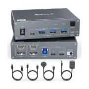 KVM Switch 2 Monitors 2 Computers USB C HDMI, Dual Monitor USB 3.0 USB Typc C...