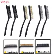 Rust and Dirt Removal 2PCS Wire Brush Set Brass Nylon and Steel Brushes