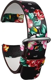 UTHCLO Universal Fit Watchband Women's Leather Watch Strap Flower Design Watch Replacement Bands