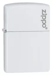Zippo 214ZL, Classic White Matte Finish Lighter, Zippo Logo, Full Size