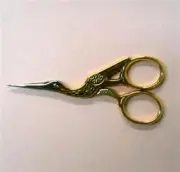 4-1/2" GOLD PLATED FINE POINT "STORK" EMBROIDERY SCISSORS