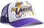 Mitchell & Ness LA Los Angeles Lakers Foam Front Trucker Cap, Adjustable Hat Purple White, Purple White, One Size