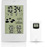 JSEIAJB Indoor Outdoor Thermometer Hygrometer Barometer Weather Station Alarm Clock Weather Forecaster Station