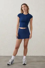 [Body] Body - Rib Front Split Skirt - Navy peony XS NAVY PEONY