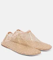 [Christopher Esber] Christopher Esber Minette crystal-embellished mesh slip-on shoes UK 5 gold